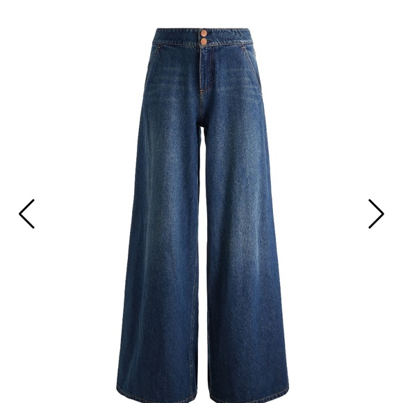 NWT Alice + Olivia NESSI WIDE LEG JEANS W/SIDE STRIPE 27 - Picture 6 of 6